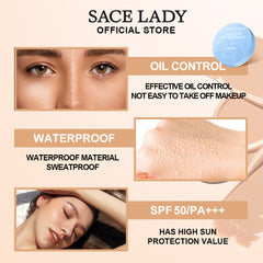 SACE LADY Lasting Waterproof BB Cushion – SPF 50+ PA+++ Oil Control, Natural Matte Finish
