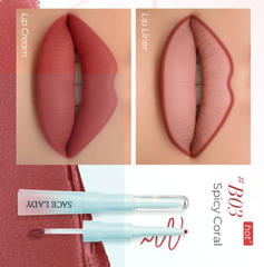 SACE LADY 2-in-1 Lip Cream Booster - Lip Liner & Cream Fusion, Soft Matte Blurred Finish, Lightweight Hydrating Non-Stick Formula for Comfortable Makeup