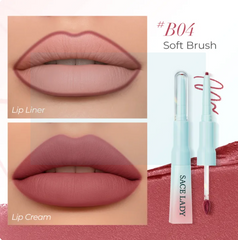 SACE LADY 2-in-1 Lip Cream Booster - Lip Liner & Cream Fusion, Soft Matte Blurred Finish, Lightweight Hydrating Non-Stick Formula for Comfortable Makeup