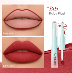 SACE LADY 2-in-1 Lip Cream Booster - Lip Liner & Cream Fusion, Soft Matte Blurred Finish, Lightweight Hydrating Non-Stick Formula for Comfortable Makeup