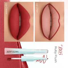 SACE LADY 2-in-1 Lip Cream Booster - Lip Liner & Cream Fusion, Soft Matte Blurred Finish, Lightweight Hydrating Non-Stick Formula for Comfortable Makeup