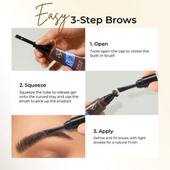 SACE LADY 24H Lock Eyebrow Gel – Waterproof Brow Gel with Built-in Brush, Natural Finish