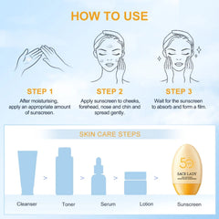 SACE LADY Sunscreen SPF50+++ Airy Non-Sticky UVA/UVB Protection Soothing Moisturizing Sunscreen Cream for All Skin