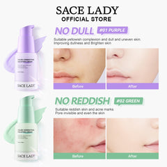 SACE LADY Face Primer Cream Blur Pore Color Corrector Makeup Base Moisturizing Brightening 20g