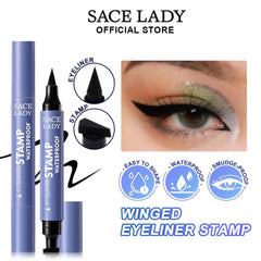 SACE LADY Winged Eyeliner Waterproof Smudge-Proof Double Head Seal Stamp Liquid Eye Liner Pen - High Pigment, Easy Application