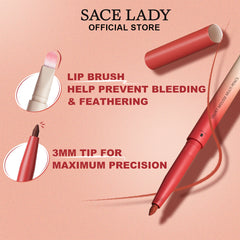 SACE LADY Velvet Matte Lip Liner – Precision, Smudge-Proof & Long-Lasting with Built-in Brush