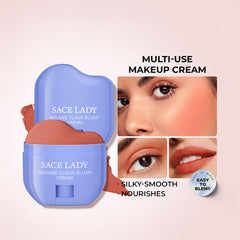 SACE LADY Long-Lasting Blush Cream Mousse – Lightweight Cheek Blush, Lipstick & Eyeshadow