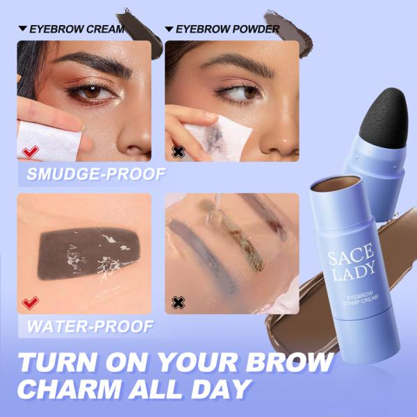 Waterproof Long Lasting Eyebrow Stamp Cream Set with Brush & 10 Stencils