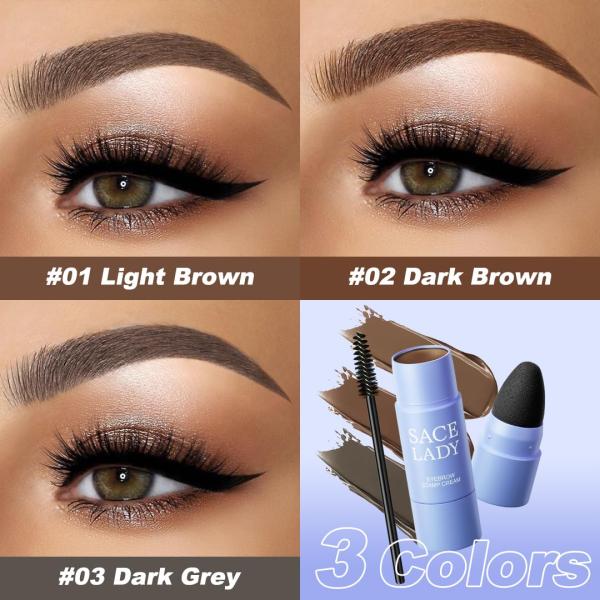 Waterproof Long Lasting Eyebrow Stamp Cream Set with Brush & 10 Stencils