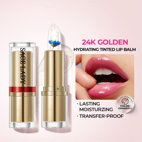 Hydrating Tinted Lip Balm - 24K Golden, Color-Changing, Long-Lasting Lipstick