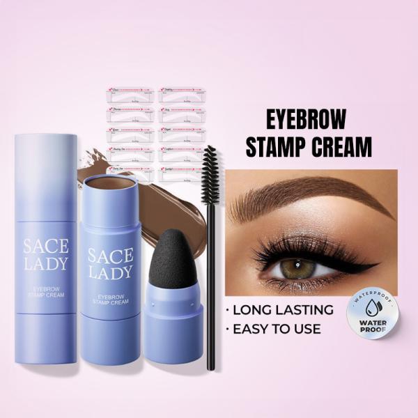 Waterproof Long Lasting Eyebrow Stamp Cream Set with Brush & 10 Stencils